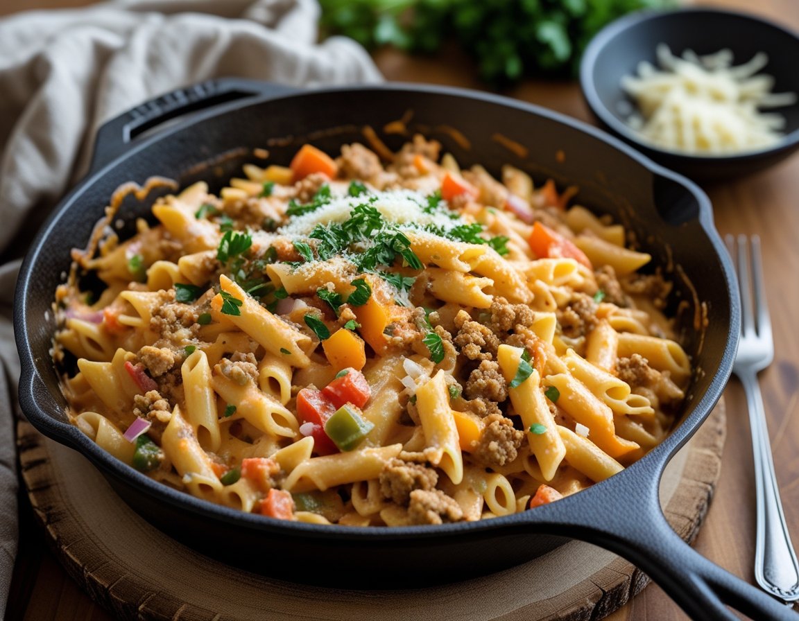Cheesy Cajun Pasta With Ground Turkey One Pot