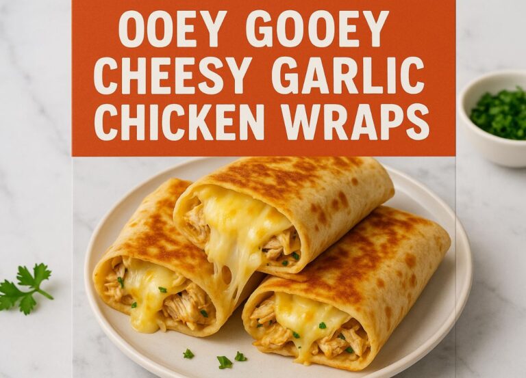 Ooey Gooey Cheesy Garlic Chicken Wraps
